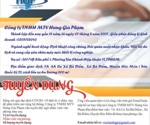 TUYỂN NHÂN VIÊN VĂN PHÒNG THÁNG 4/2022