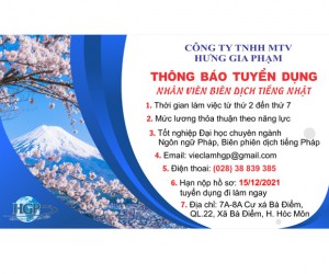 NHÂN VIÊN BIÊN DỊCH TIẾNG NHẬT