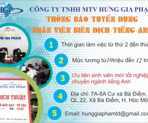 TUYỂN DỤNG NHÂN VIÊN BIÊN DỊCH TIẾNG ANH